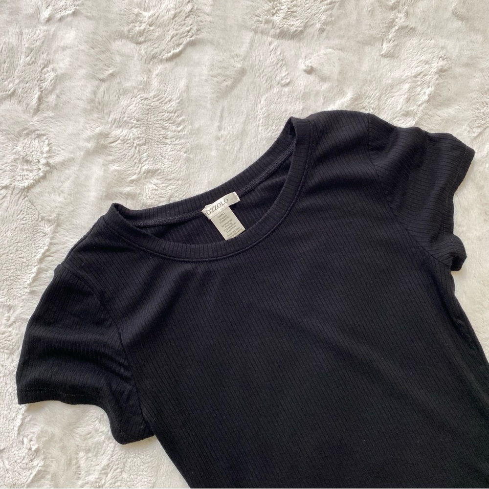 bozzolo • ribbed Y2K style black crop top | S